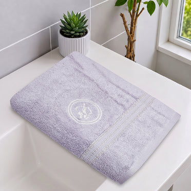 Astrogram Sagittarius Zodiac 100% Cotton Bath Towel, 500 GSM, Embroidered, Light Violet