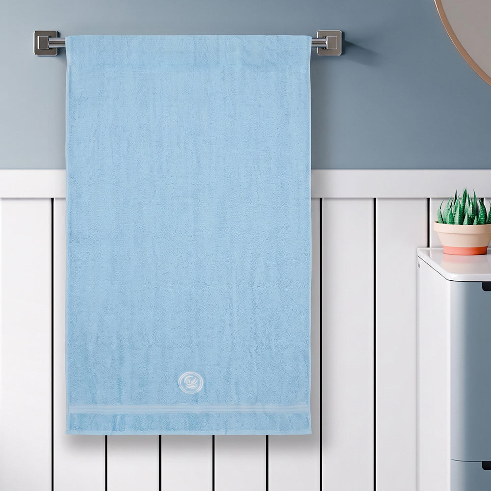 Astrogram Aquarius Zodiac 100% Cotton Bath Towel, 500 GSM, Embroidered, Light Blue