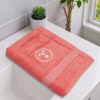 Astrogram Aries Zodiac 100% Cotton Bath Towel, 500 GSM, Embroidered, Red