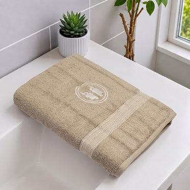 Astrogram Gemini Zodiac 100% Cotton Bath Towel, 500 GSM, Embroidered, Light Brown