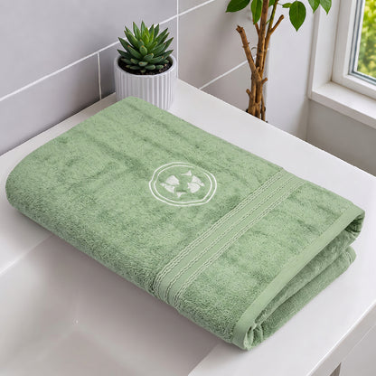 Astrogram Pisces Zodiac 100% Cotton Bath Towel, 500 GSM, Embroidered, Light Green