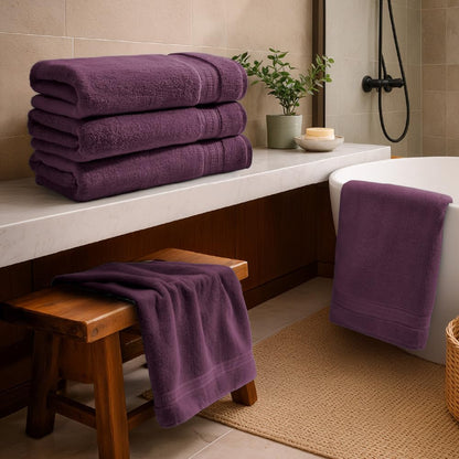 Opulent 100% Cotton Bath Towel, 550 GSM, Solid, Dark Violet