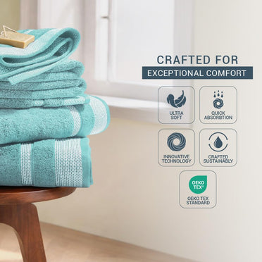 Aqua Green - Light Green 100% Cotton Bath Towel - Hygro By Spaces