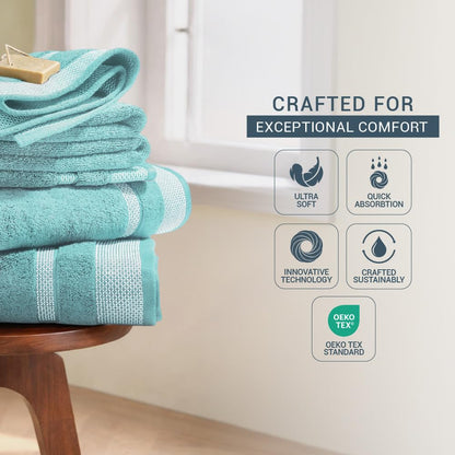 Aqua Green - Light Green 100% Cotton Bath Towel - Hygro By Spaces