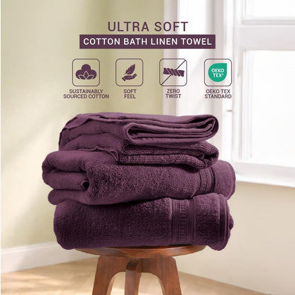 Opulent 100% Cotton Bath Towel, 550 GSM, Solid, Dark Violet