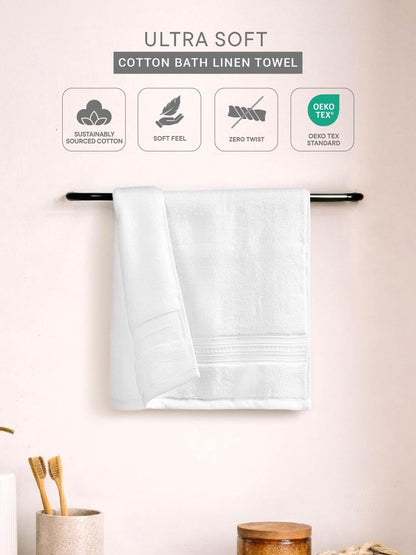 Opulent 100% Cotton Hand Towel, 550 GSM, Solid, White