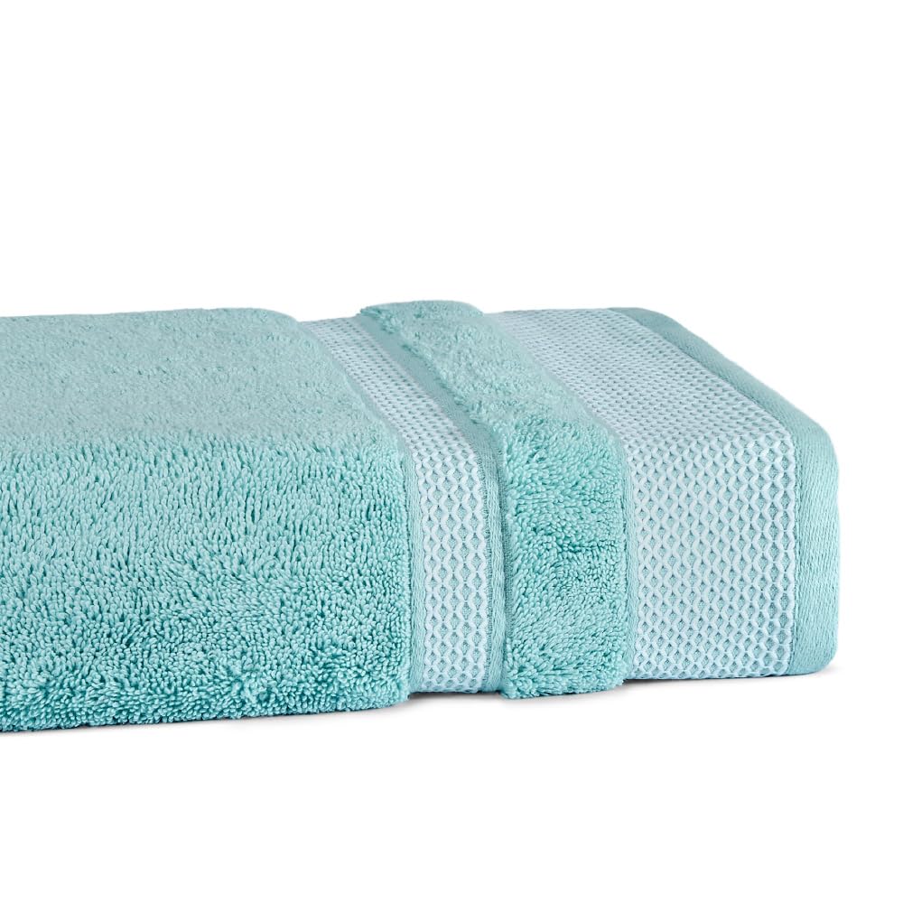 Aqua Green - Light Green 100% Cotton Bath Towel - Hygro By Spaces
