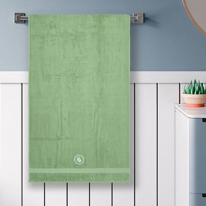 Astrogram Taurus Zodiac 100% Cotton Bath Towel, 500 GSM, Embroidered, Light Green