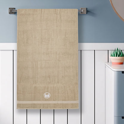 Astrogram Gemini Zodiac 100% Cotton Bath Towel, 500 GSM, Embroidered, Light Brown