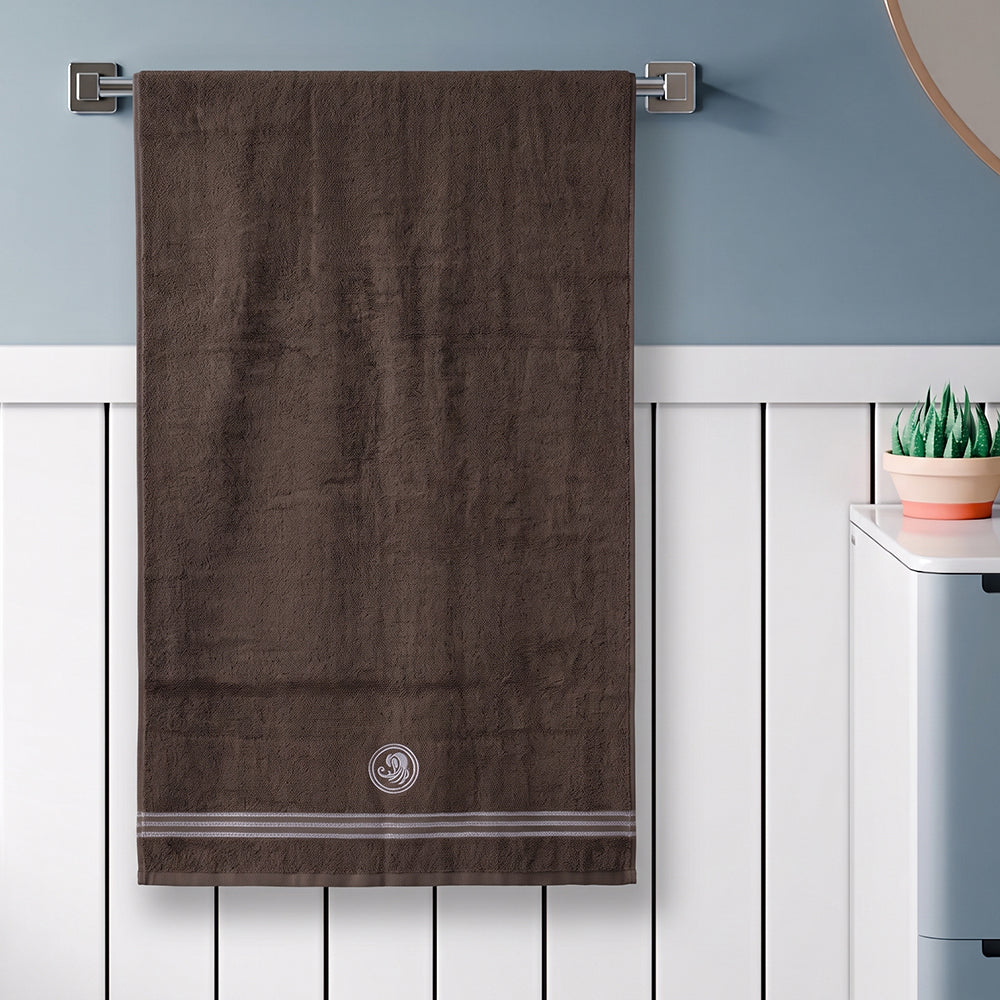 Astrogram Virgo Zodiac 100% Cotton Bath Towel, 500 GSM, Embroidered, Dark Brown