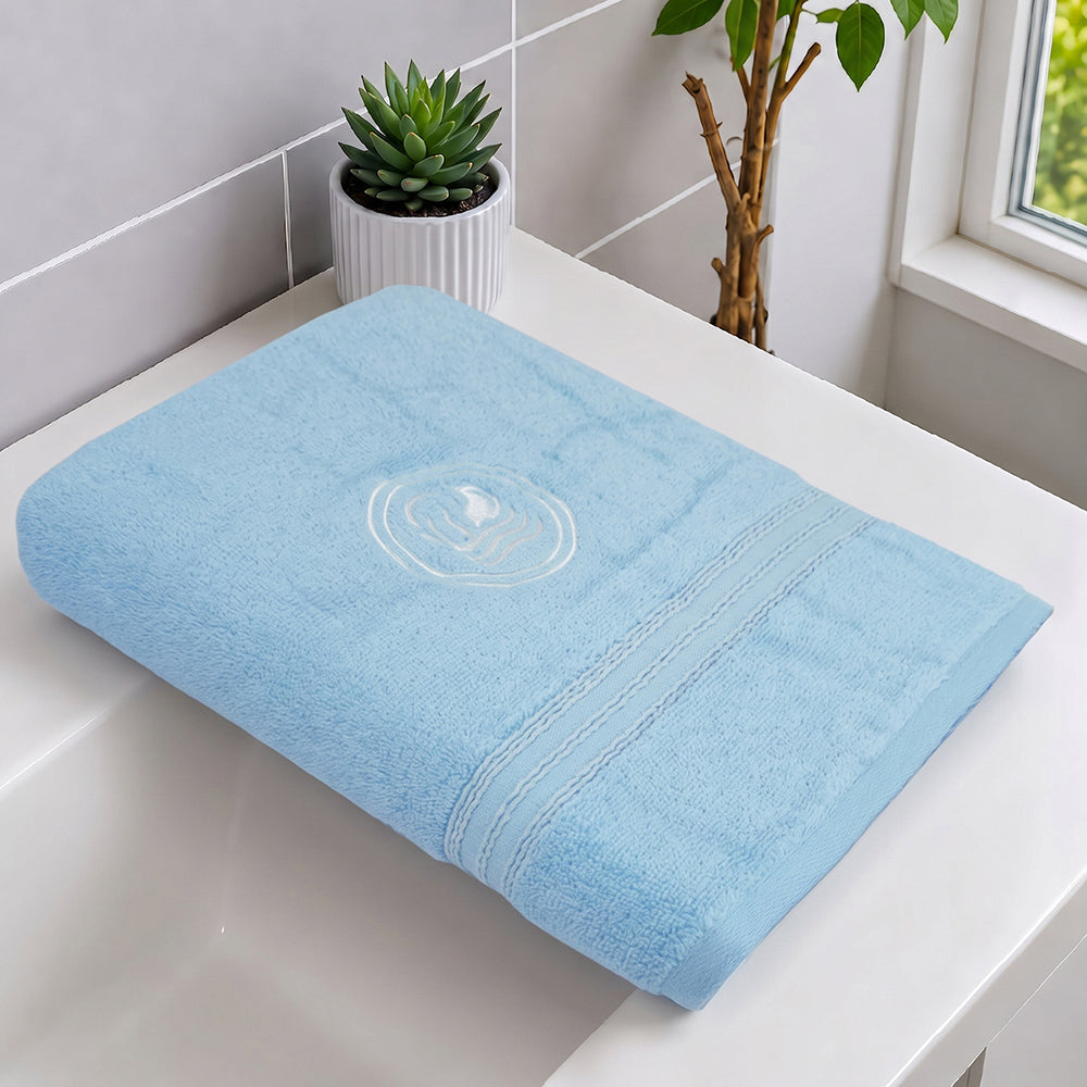 Astrogram Aquarius Zodiac 100% Cotton Bath Towel, 500 GSM, Embroidered, Light Blue