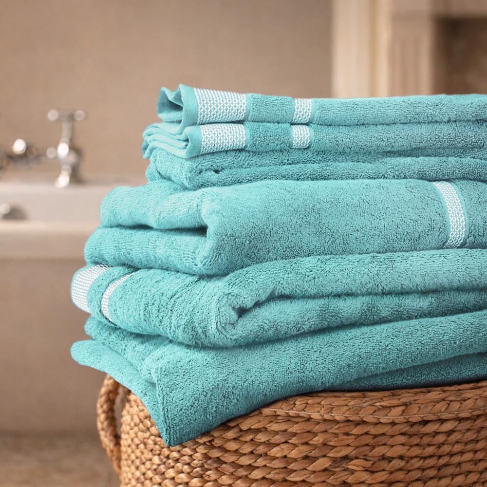 Aqua Green - Light Green 100% Cotton Bath Towel - Hygro By Spaces