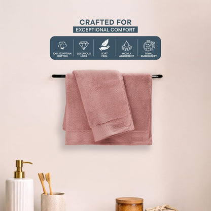 Eminence 100% Egyptian Cotton Hand Towel, 670 GSM, Solid, Blush