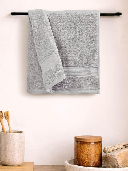 Opulent 100% Cotton Hand Towel, 550 GSM, Solid, Light Grey