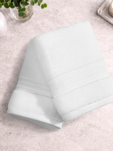 Opulent 100% Cotton Hand Towel, 550 GSM, Solid, White