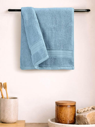 Opulent 100% Cotton Hand Towel, 550 GSM, Solid, Blue