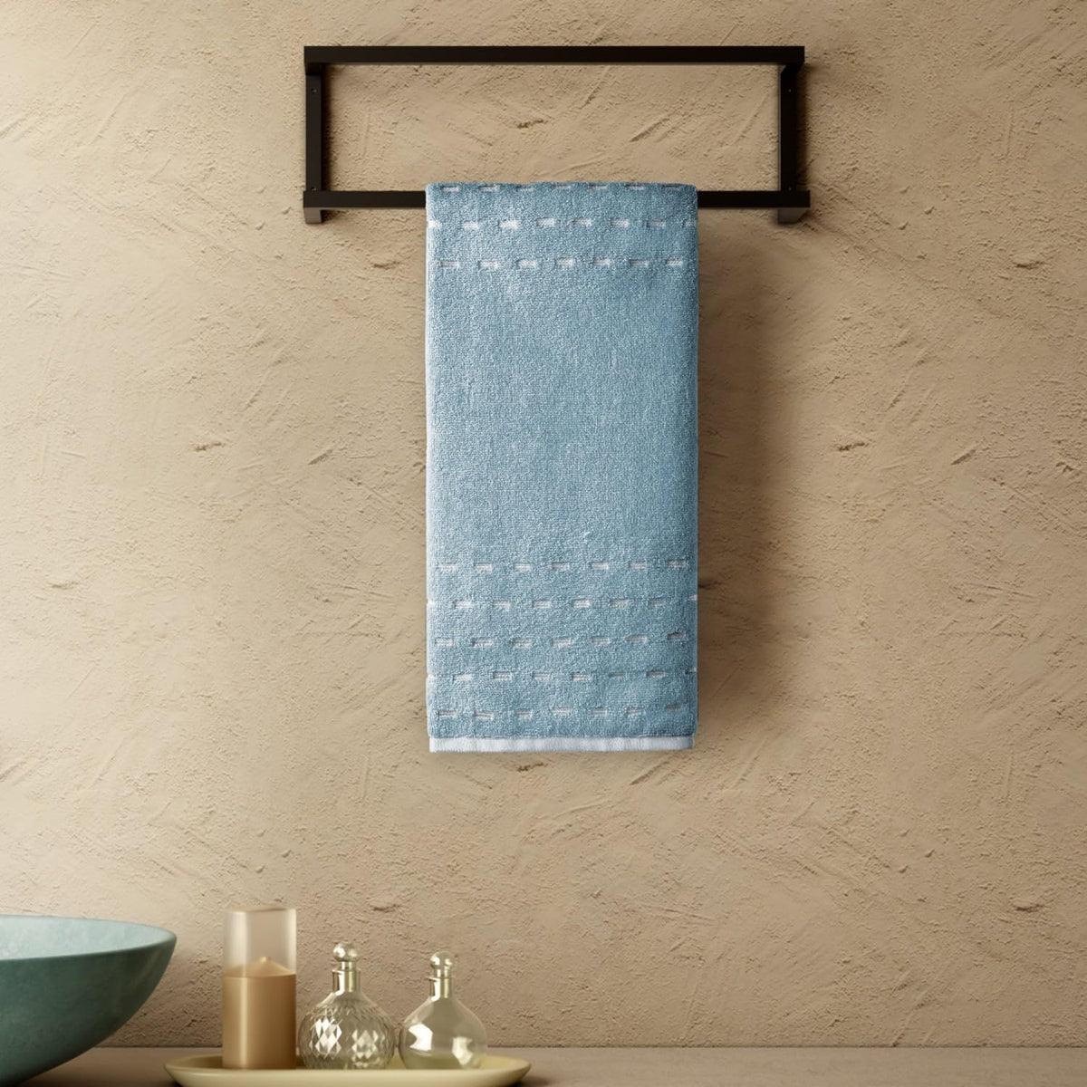 Airsoft 100% Cotton Hand Towel Set (2 Pcs), 450 GSM, Solid, Light Blue