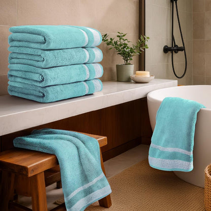 Aqua Green - Light Green 100% Cotton Bath Towel - Hygro By Spaces