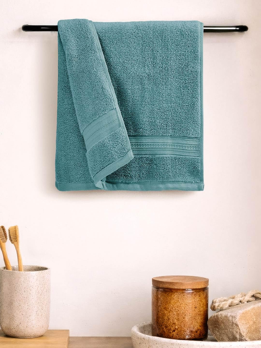 Opulent 100% Cotton Hand Towel, 550 GSM, Solid, Teal