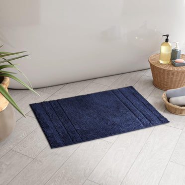 Airsoft Polyester Large Bath Mat, 1539 GSM, Solid, Navy