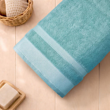 Aqua Green - Light Green 100% Cotton Bath Towel - Hygro By Spaces
