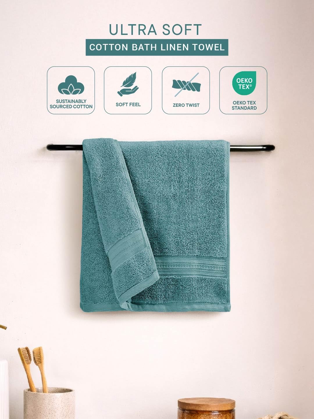 Opulent 100% Cotton Hand Towel, 550 GSM, Solid, Teal