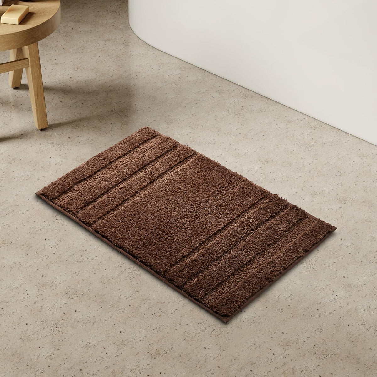 Airsoft Polyester Small Bath Mat, 1552 GSM, Solid, Dark Brown