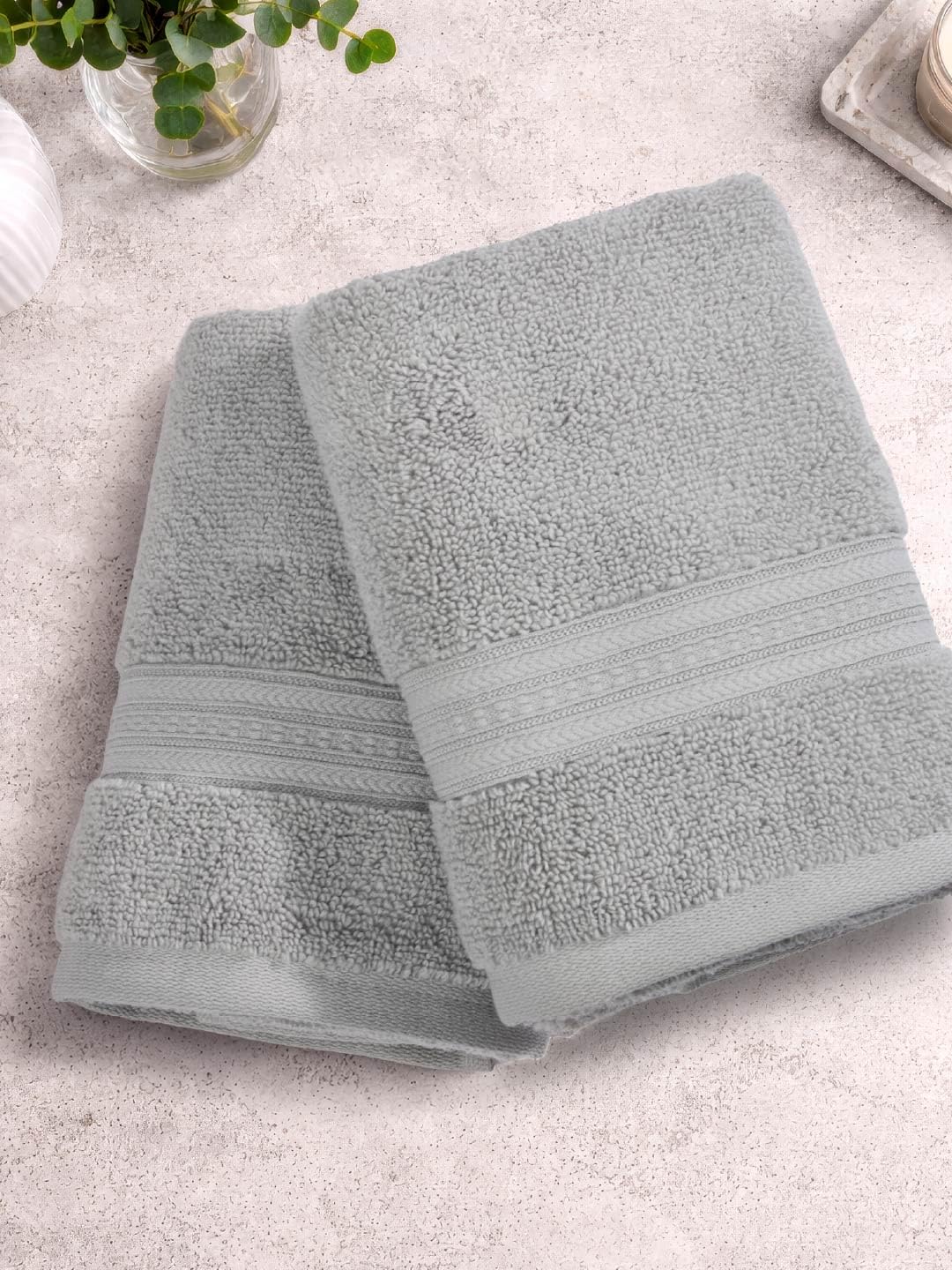 Opulent 100% Cotton Hand Towel, 550 GSM, Solid, Light Grey