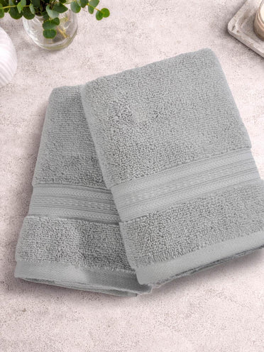 Opulent 100% Cotton Hand Towel, 550 GSM, Solid, Light Grey