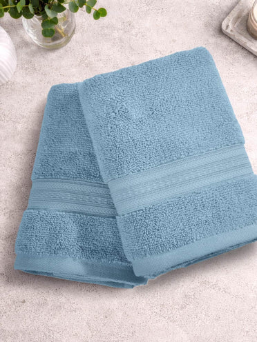 Opulent 100% Cotton Hand Towel, 550 GSM, Solid, Blue