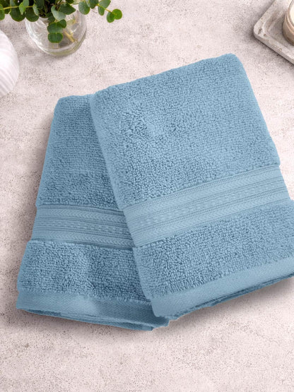 Opulent 100% Cotton Hand Towel, 550 GSM, Solid, Blue