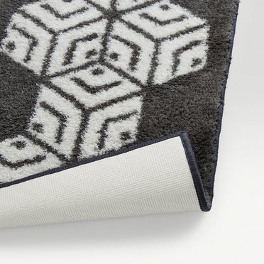Geometric Dark Grey Polyester Foot Mats Small Intensity - By Essentials