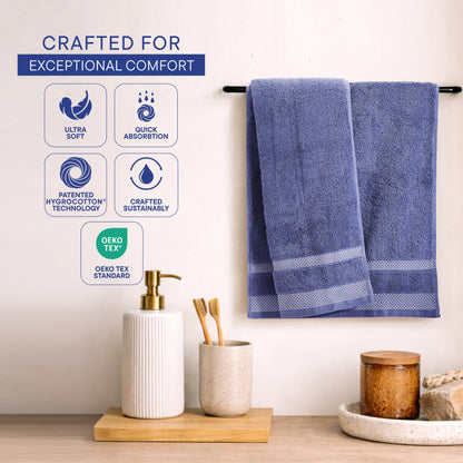 Hygro Hygro Cotton Hand Towel, 600 GSM, Solid, Blue