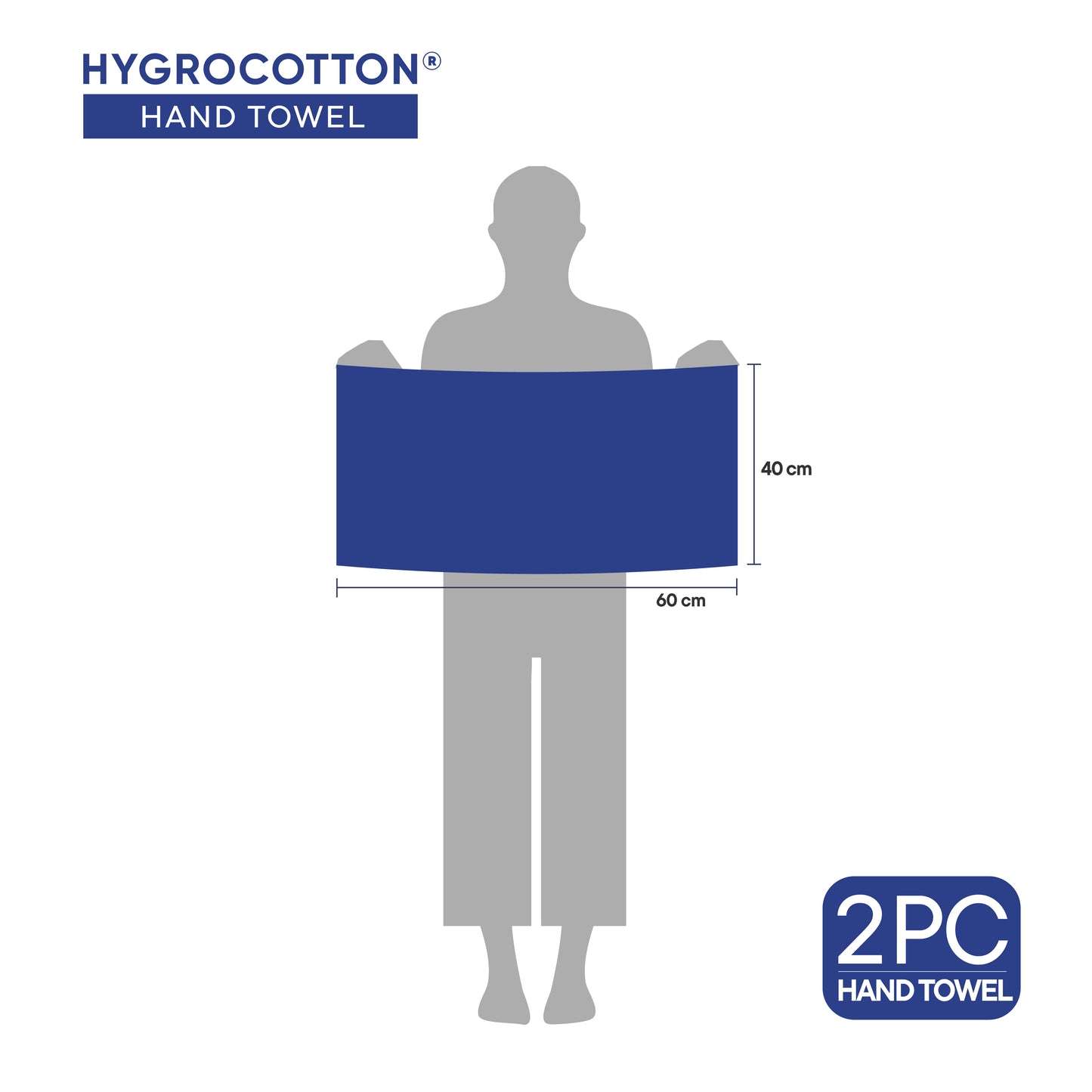 Hygro Hygro Cotton Hand Towel, 600 GSM, Solid, Blue