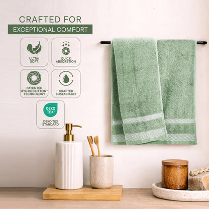 Hygro Hygro Cotton Hand Towel, 600 GSM, Solid, Light Green