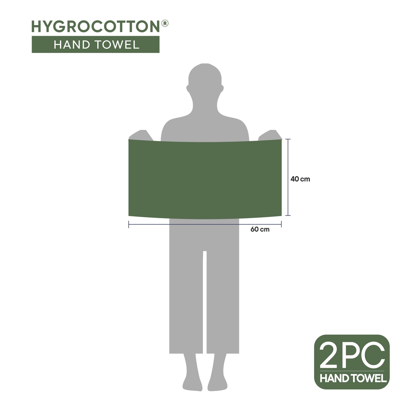 Hygro Hygro Cotton Hand Towel, 600 GSM, Solid, Light Green