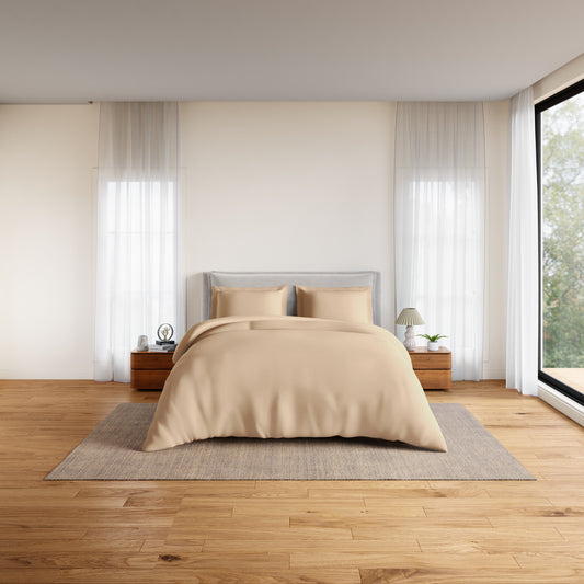 Essentials 100% Cotton Double Quilt, 170 TC, Solid, Buff