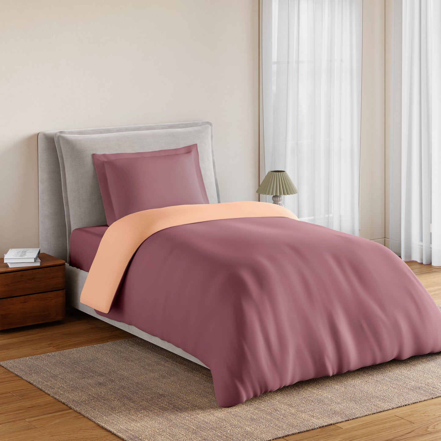 Essentials 100% Cotton Single Quilt, 170 TC, Solid, Buff