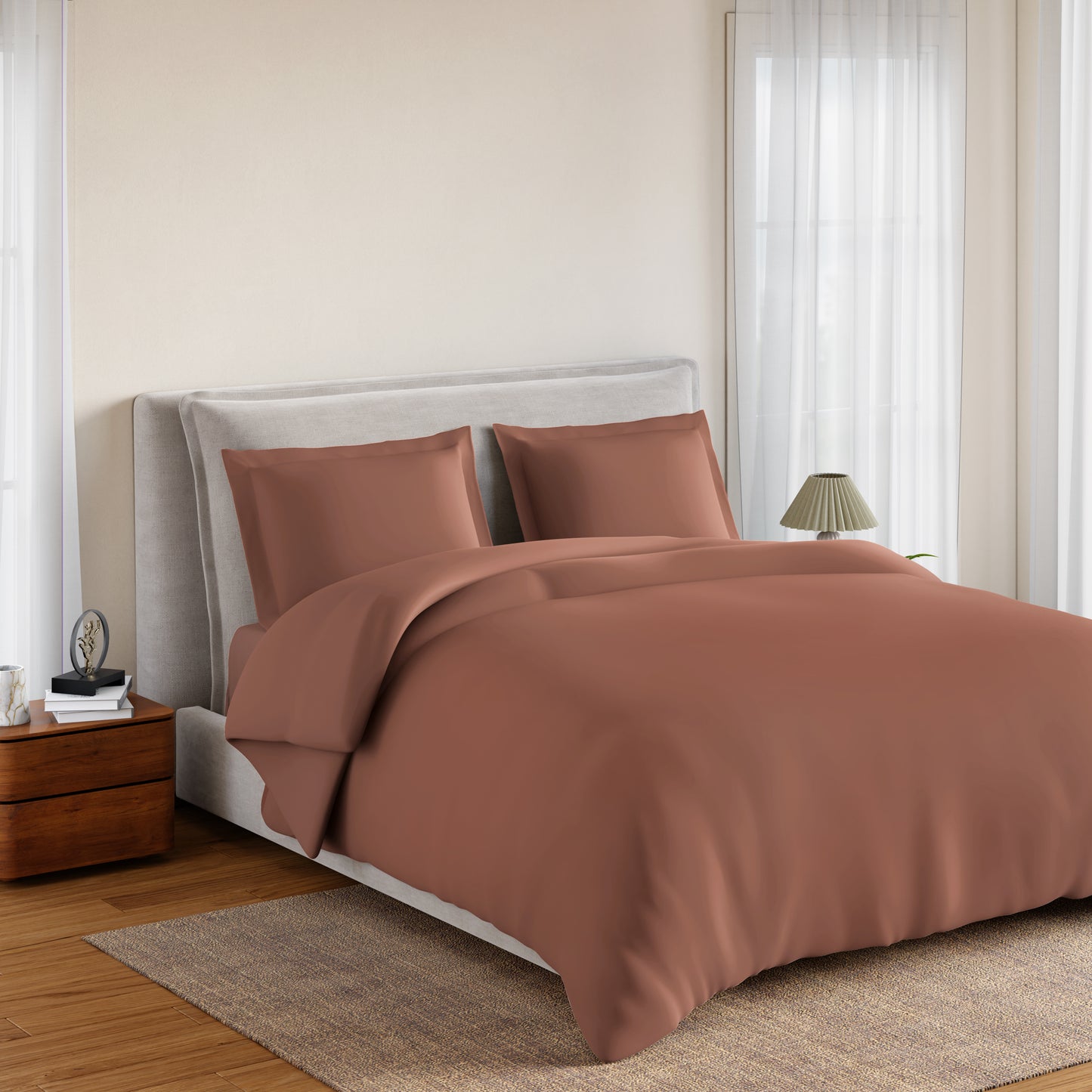 Essentials 100% Cotton Double Quilt, 170 TC, Solid, Mocha Mousse