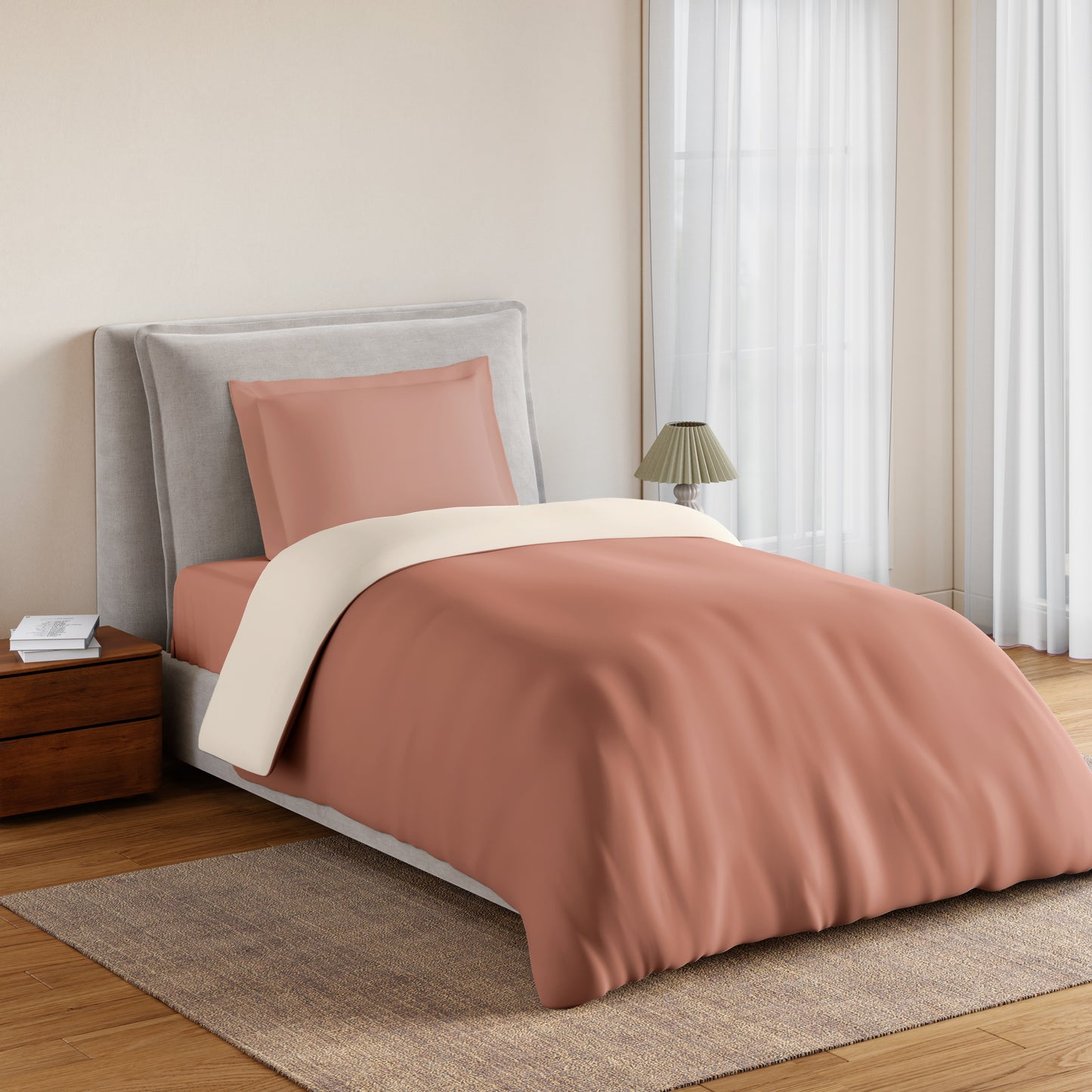 Essentials 100% Cotton Single Quilt, 170 TC, Solid, Mocha Mousse