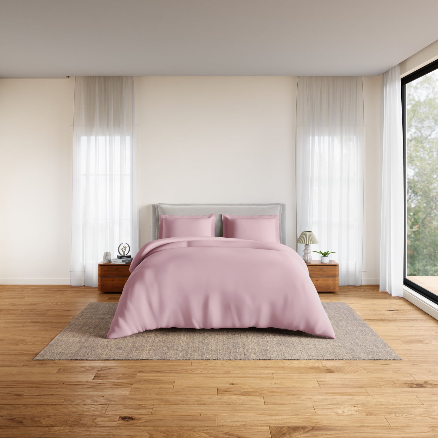 Essentials 100% Cotton Double Quilt, 170 TC, Solid, Pink Dogwood