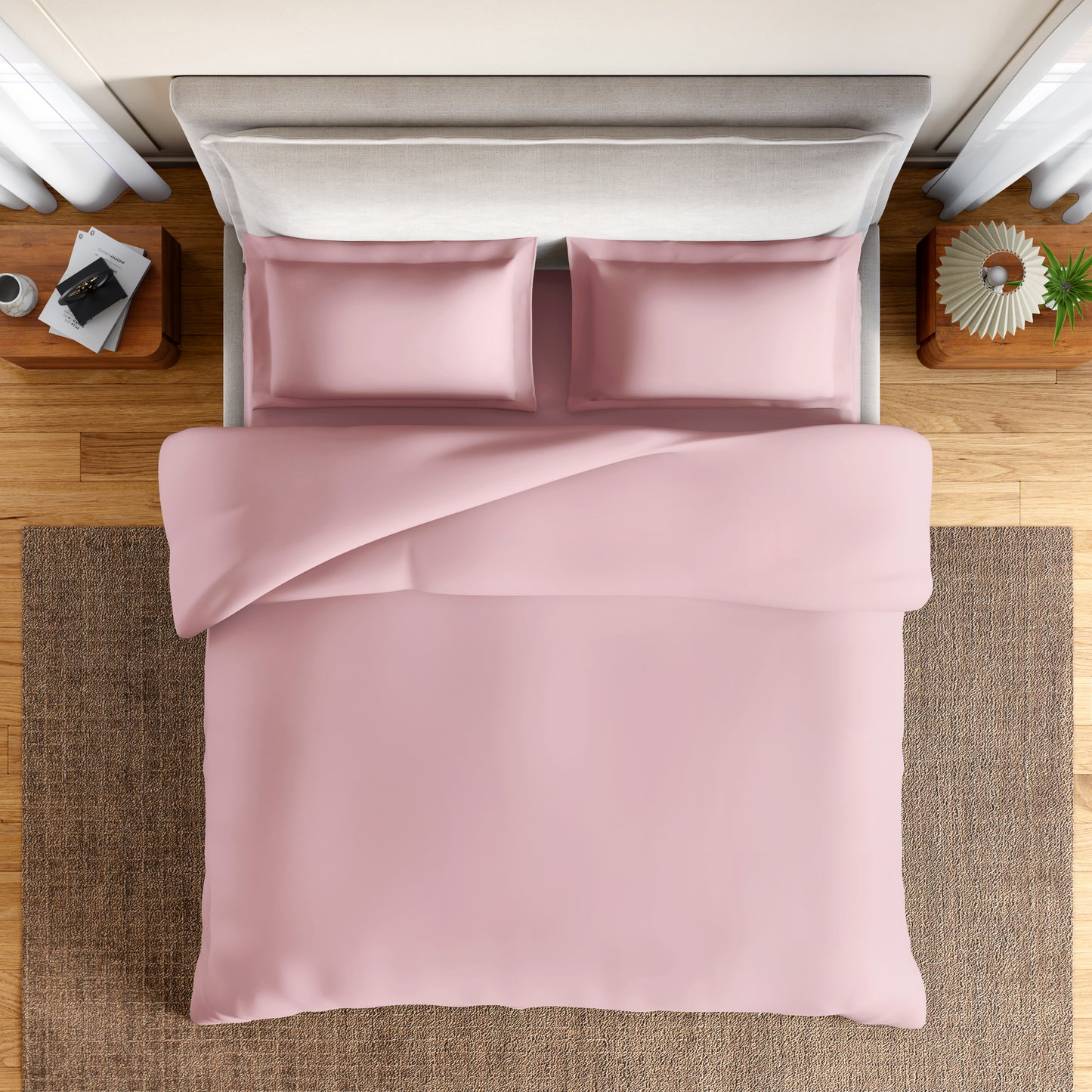 Essentials 100% Cotton Double Quilt, 170 TC, Solid, Pink Dogwood