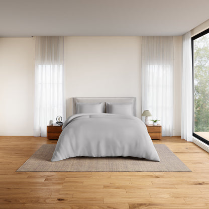 Essentials 100% Cotton Double Quilt, 170 TC, Solid, Silver Cloud/Tea