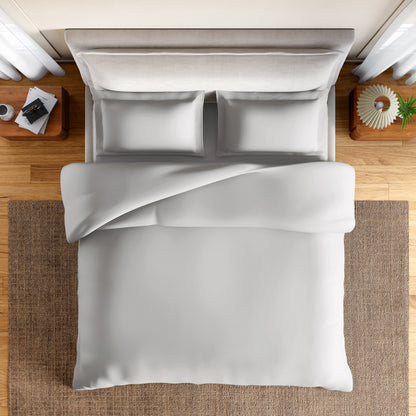 Essentials 100% Cotton Double Quilt, 170 TC, Solid, Silver Cloud/Tea