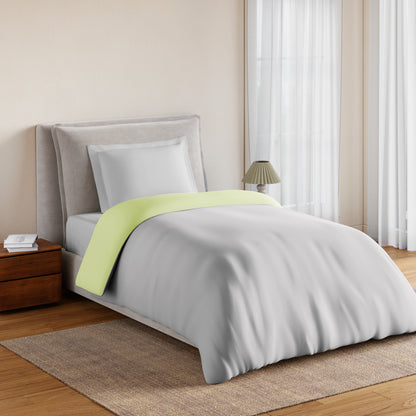 Essentials 100% Cotton Single Quilt, 170 TC, Solid, Silver Cloud/Tea