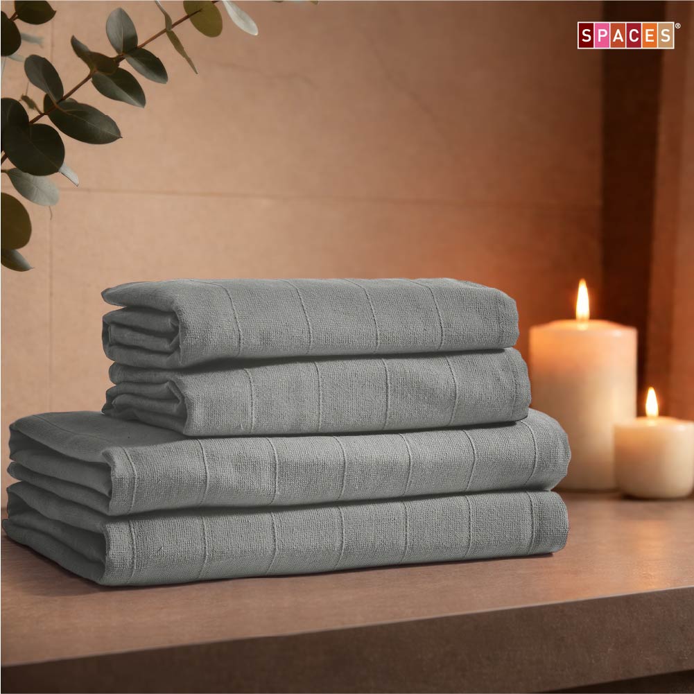 Freshlite 100% Cotton Bath Towel, 250 GSM, Solid, Dark Grey
