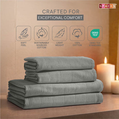 Freshlite 100% Cotton Bath Towel, 250 GSM, Solid, Dark Grey