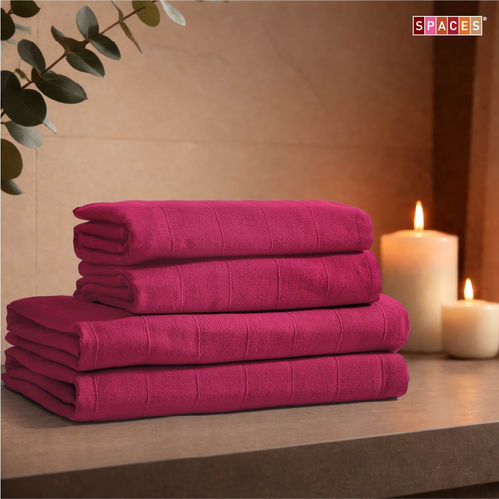 Freshlite 100% Cotton Bath Towel, 250 GSM, Solid, Dark Red
