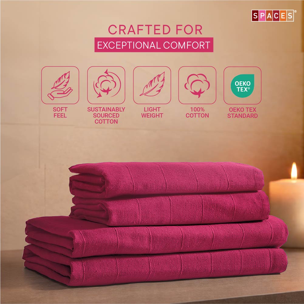 Freshlite 100% Cotton Bath Towel, 250 GSM, Solid, Dark Red