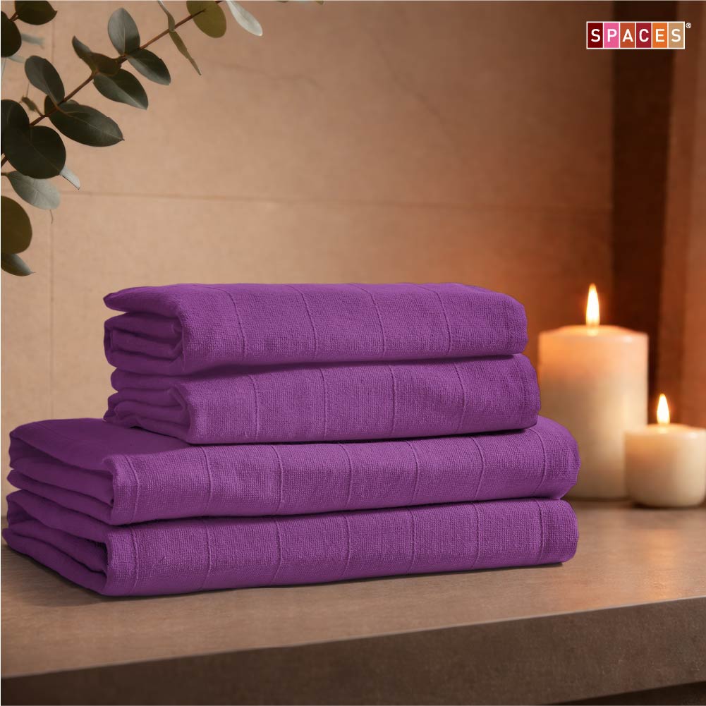 Freshlite 100% Cotton Bath Towel, 250 GSM, Solid, Violet